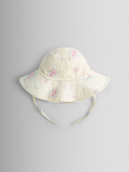 JoJo Maman Bébé Cream Floral Frill Romper & Hat Set - image 6