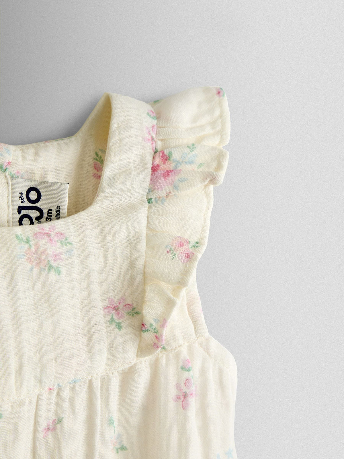 JoJo Maman Bébé Cream Floral Frill Romper & Hat Set - image 7