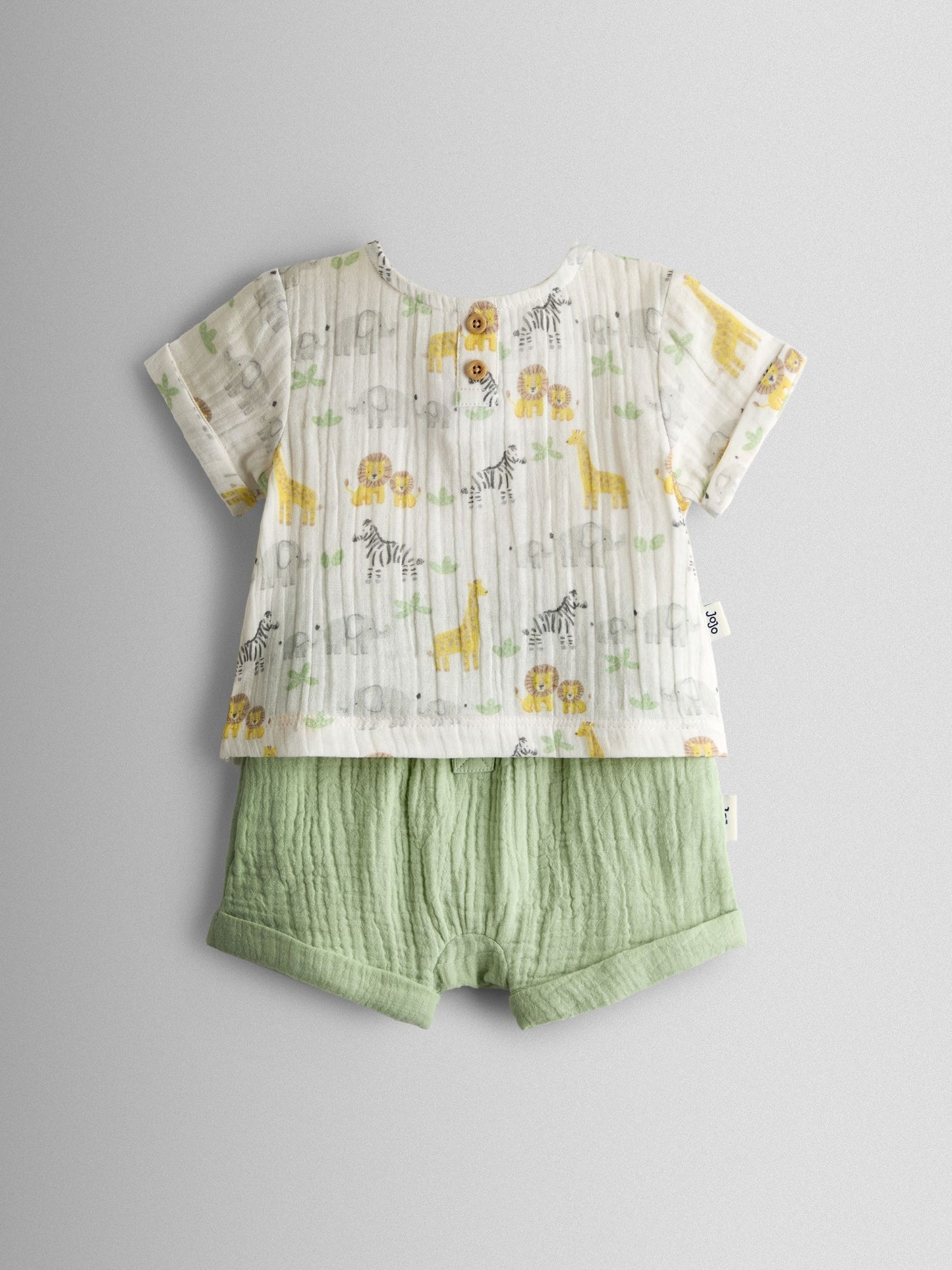 JoJo Maman Bébé Cream Safari Cheesecloth Top & Short Set image 2