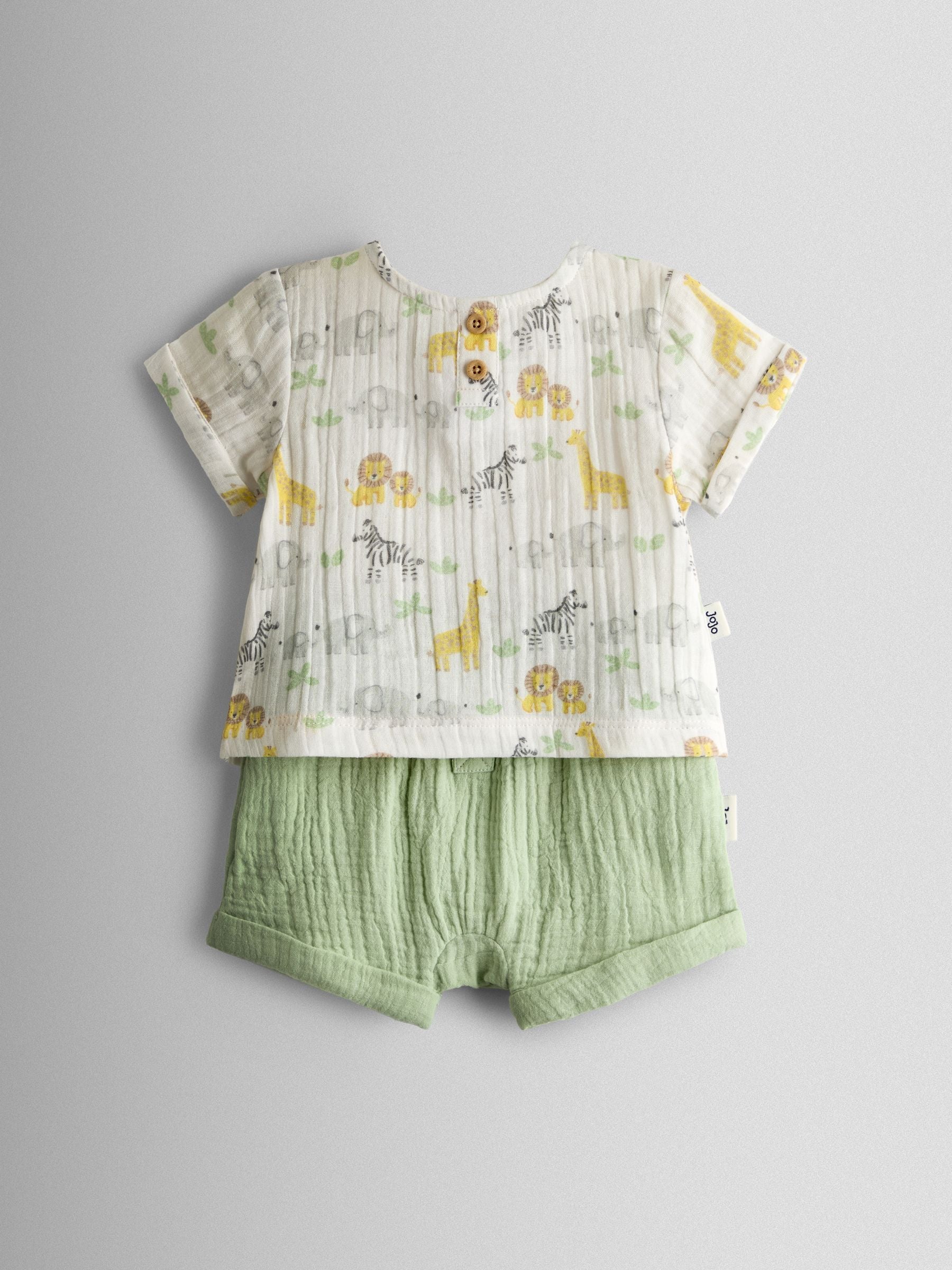 JoJo Maman Bébé Cream Safari Cheesecloth Top & Short Set image 2