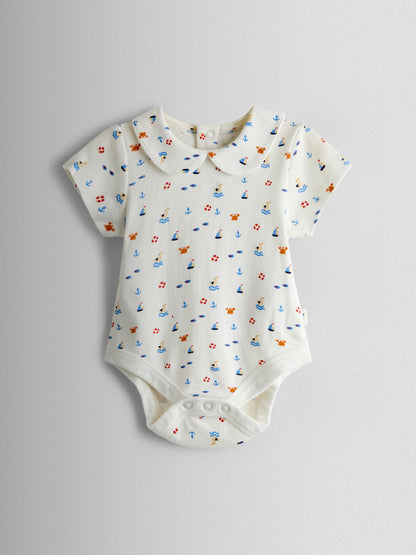 JoJo Maman Bébé Navy Nautical Embroidered Dungaree & Body Set image 3