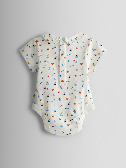 JoJo Maman Bébé Navy Nautical Embroidered Dungaree & Body Set image 4