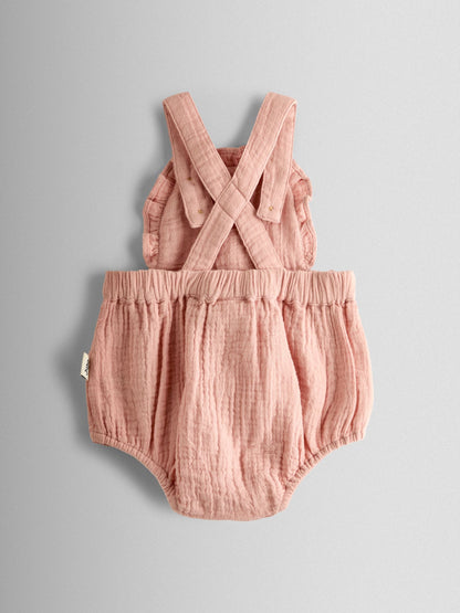 JoJo Maman Bébé Pink Floral Bubble Dungaree and Body Set image 3