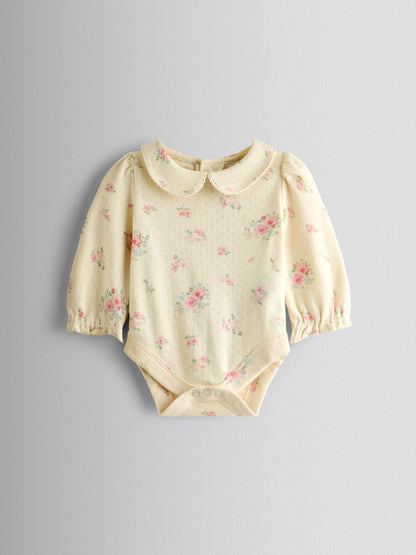 JoJo Maman Bébé Pink Floral Bubble Dungaree and Body Set image 4