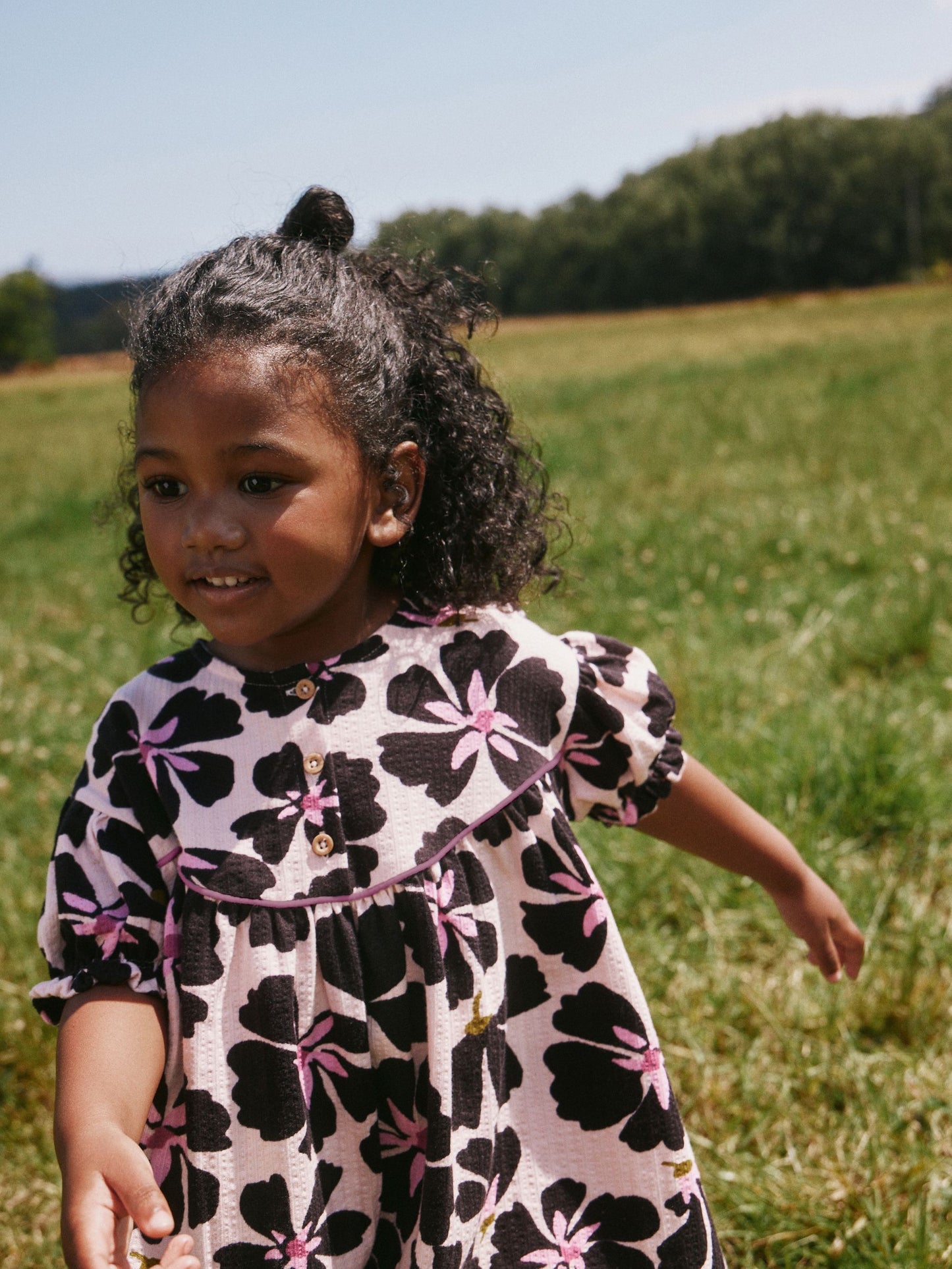 Monochrome Floral Jersey Dress (6mths-7yrs) image 3