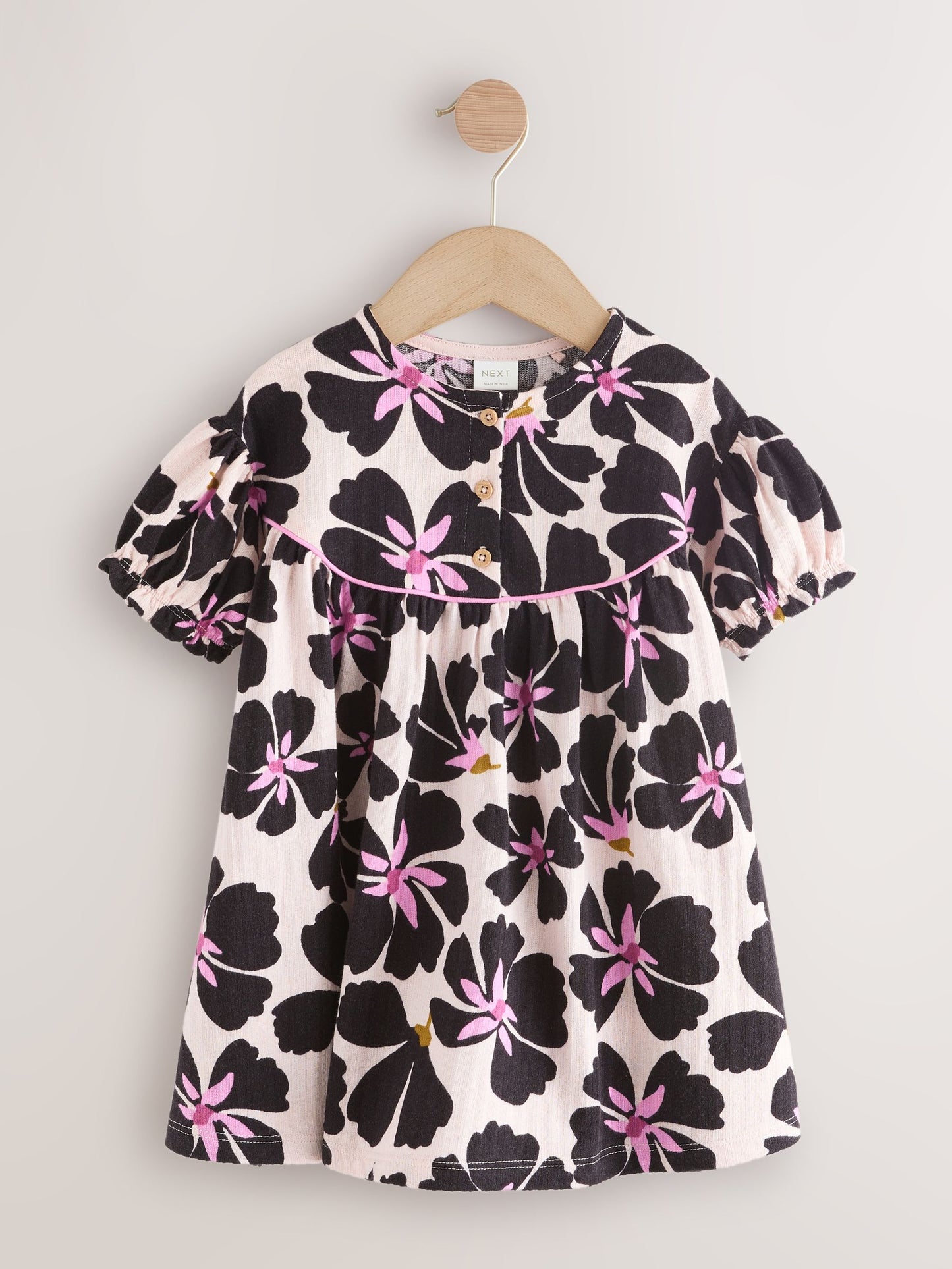 Monochrome Floral Jersey Dress (6mths-7yrs) image 4