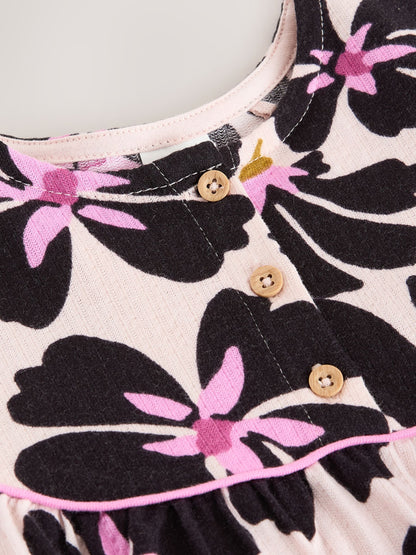 Monochrome Floral Jersey Dress (6mths-7yrs) image 7