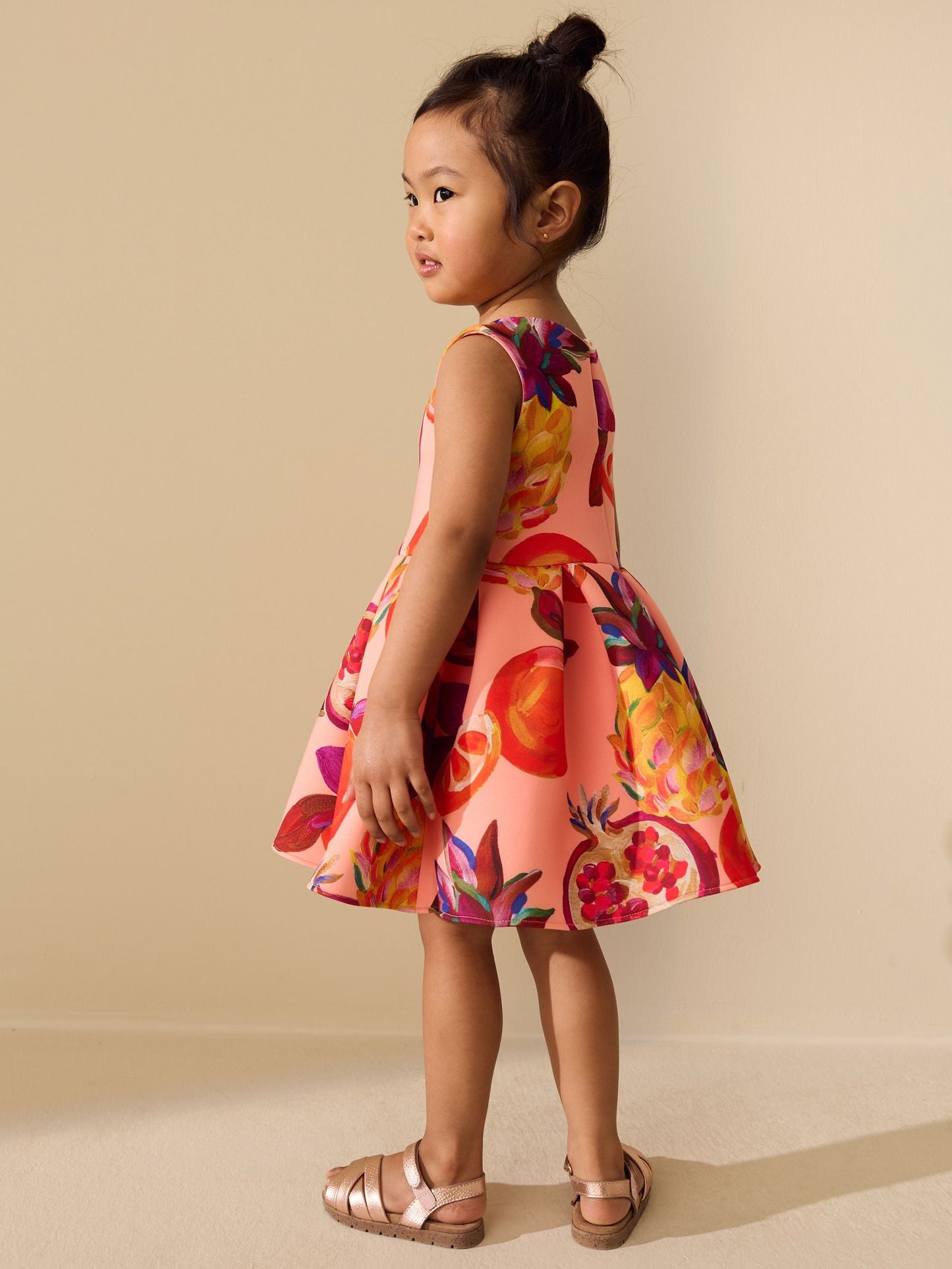 Orange Fruit Scuba Occasion Dress (3mths-7yrs) image 4