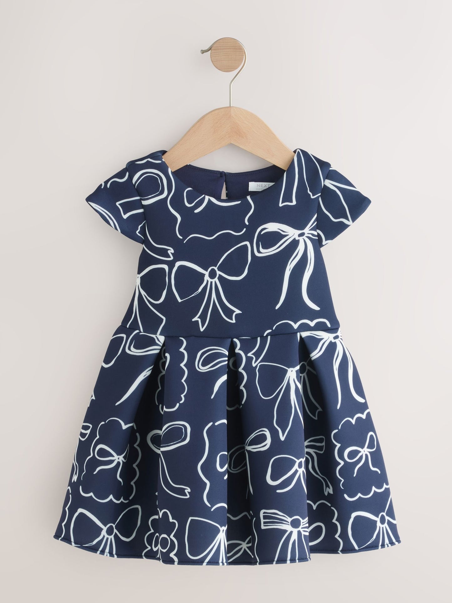 Navy Bows Scuba Occasion Dress (3mths-7yrs) image 4