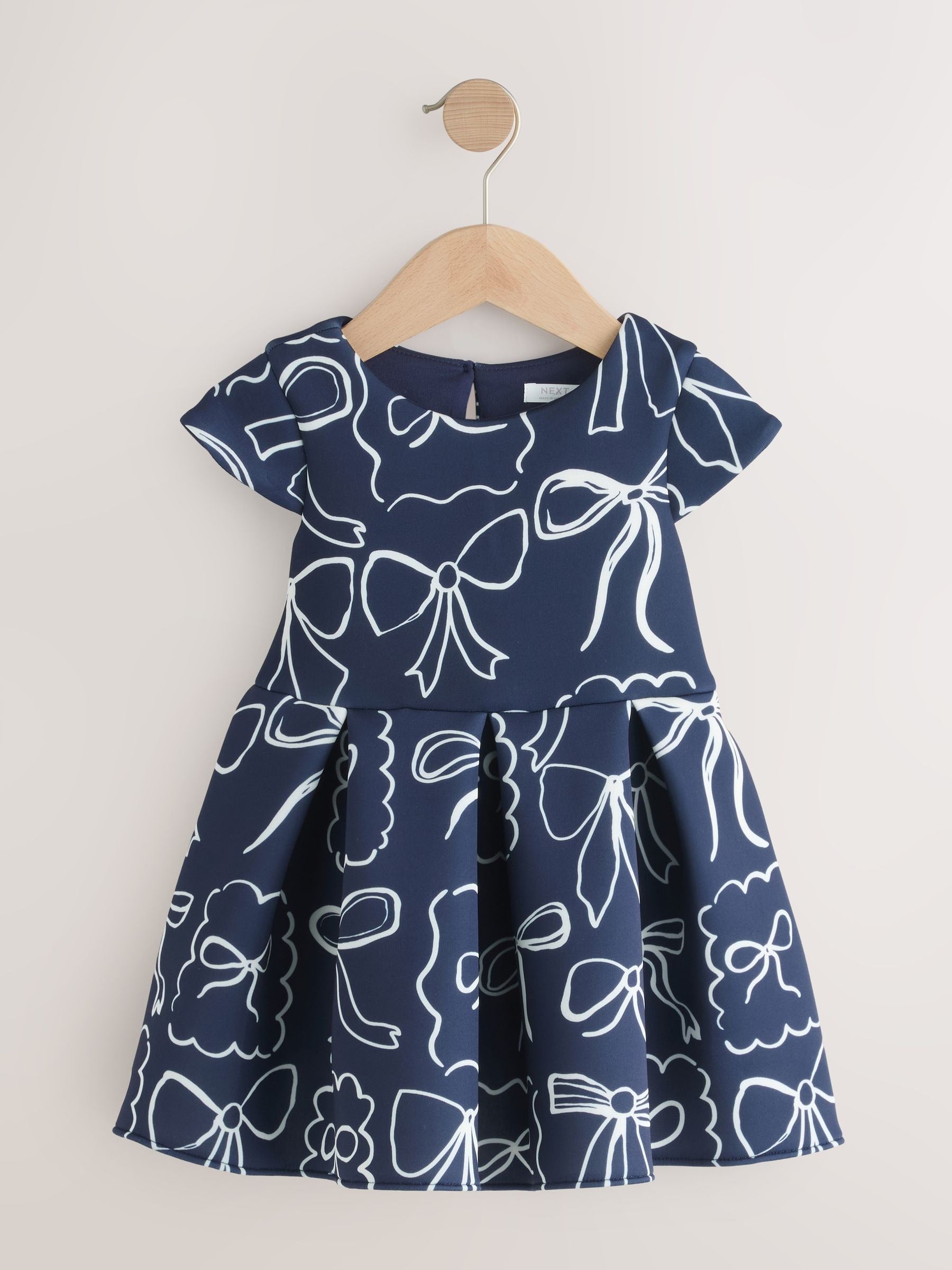 Navy Bows Scuba Occasion Dress (3mths-7yrs) image 4