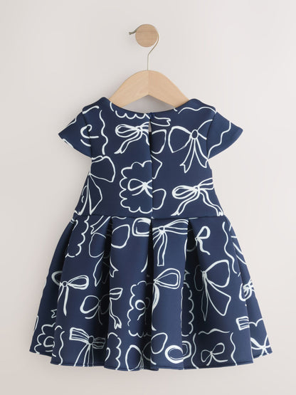 Navy Bows Scuba Occasion Dress (3mths-7yrs) image 5