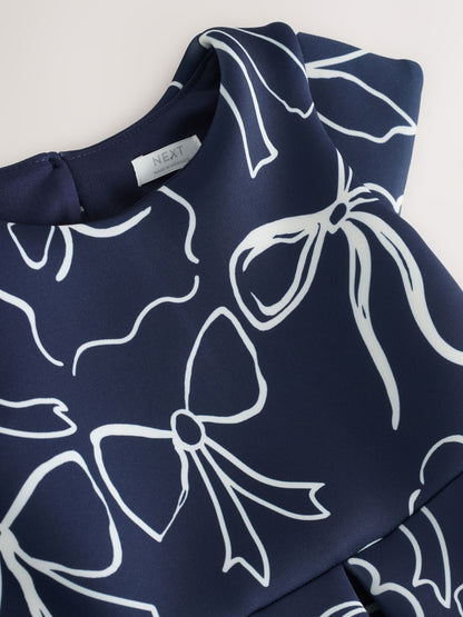 Navy Bows Scuba Occasion Dress (3mths-7yrs) image 7