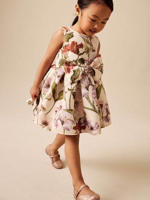 Dsiney Kidz - Cream Floral Scuba Occasion Dress (3mths-7yrs) image 1