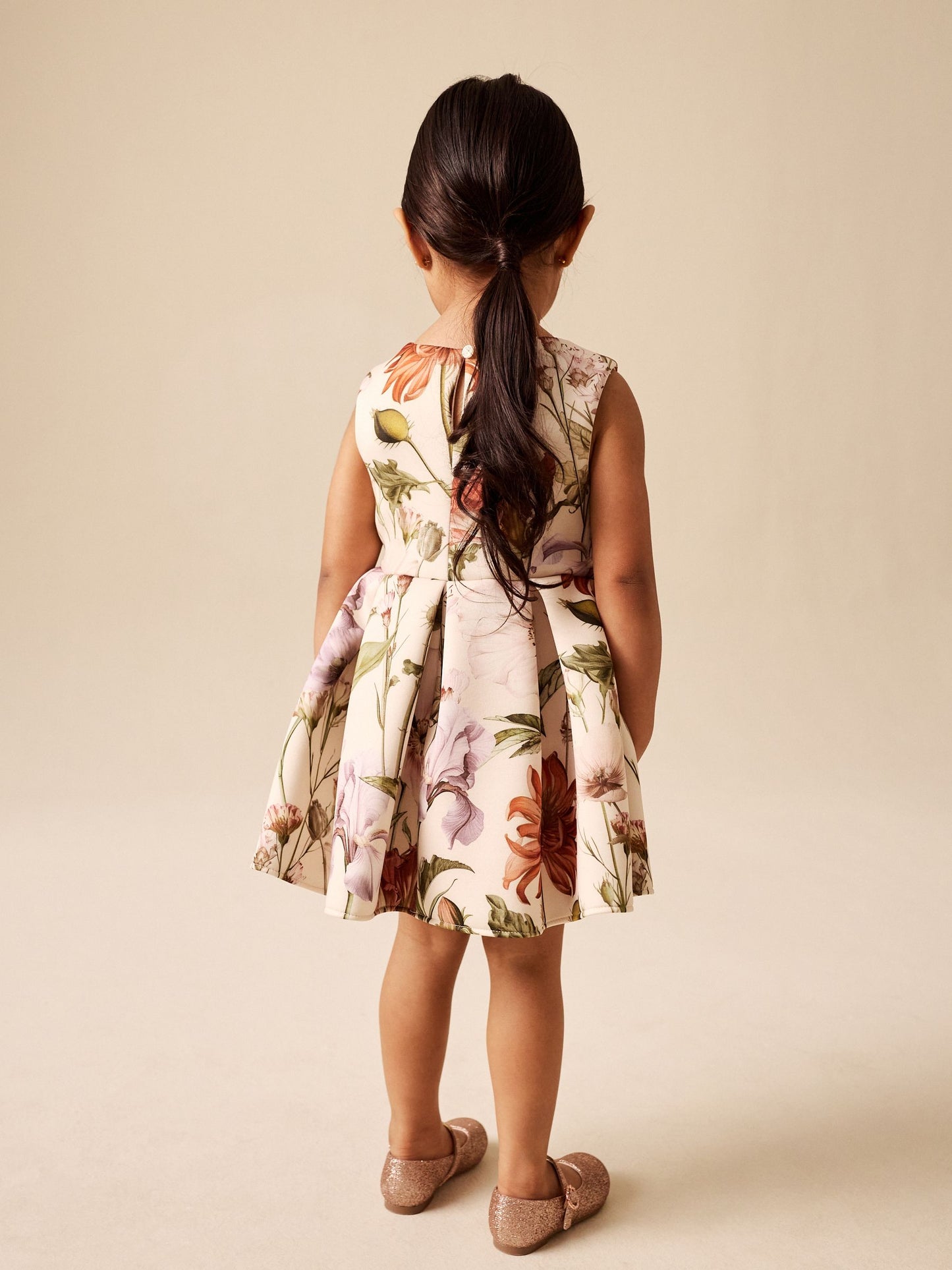 Cream Floral Scuba Occasion Dress (3mths-7yrs) image 3