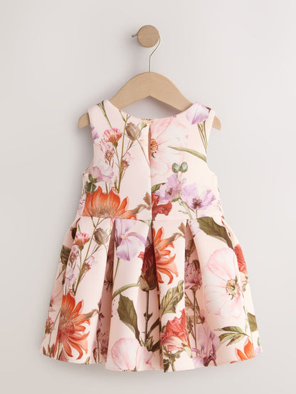 Cream Floral Scuba Occasion Dress (3mths-7yrs) image 6