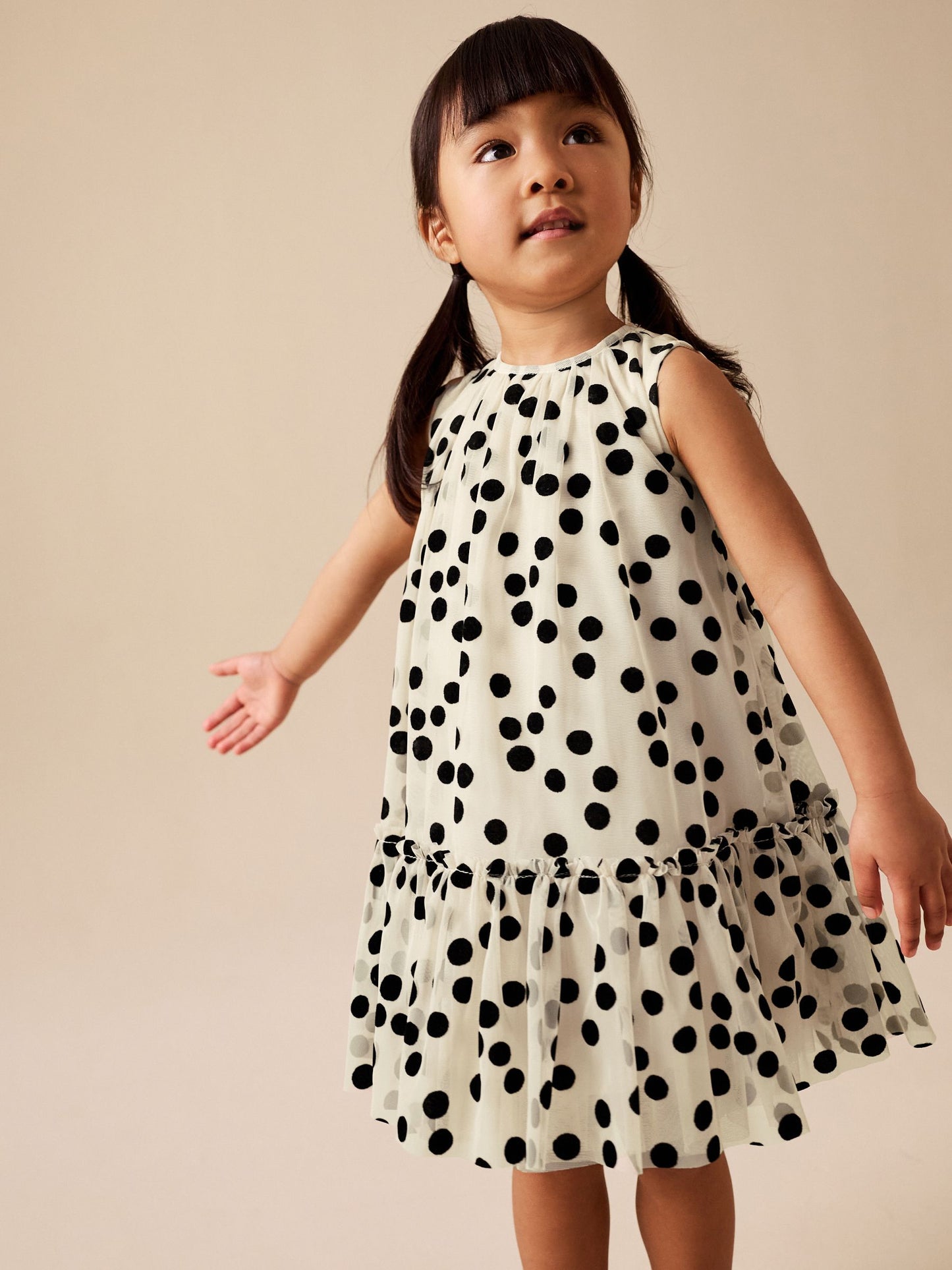 Monochrome Spot Mesh Party Dress (3mths-7yrs) image 1