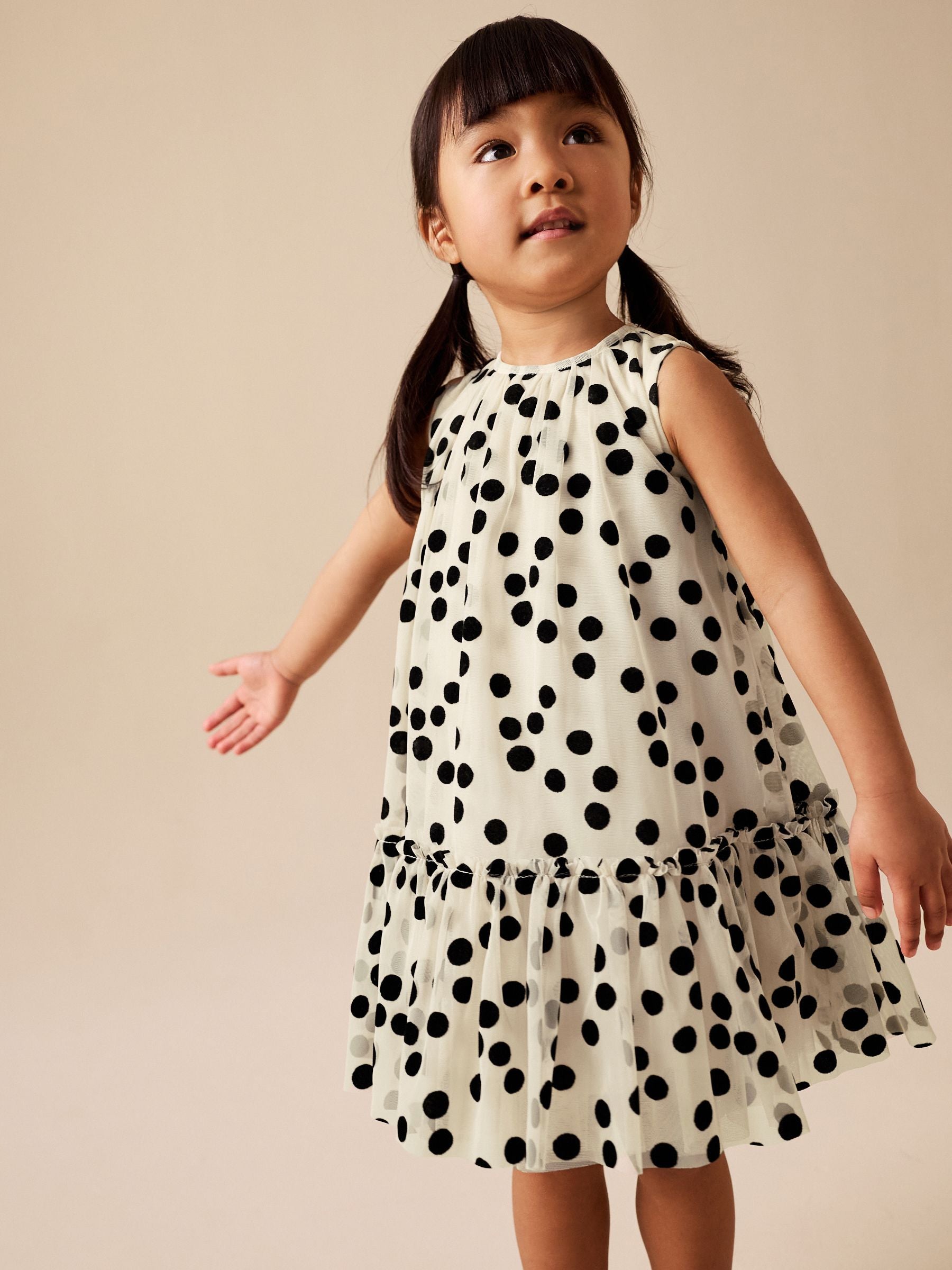 Monochrome Spot Mesh Party Dress (3mths-7yrs) image 1
