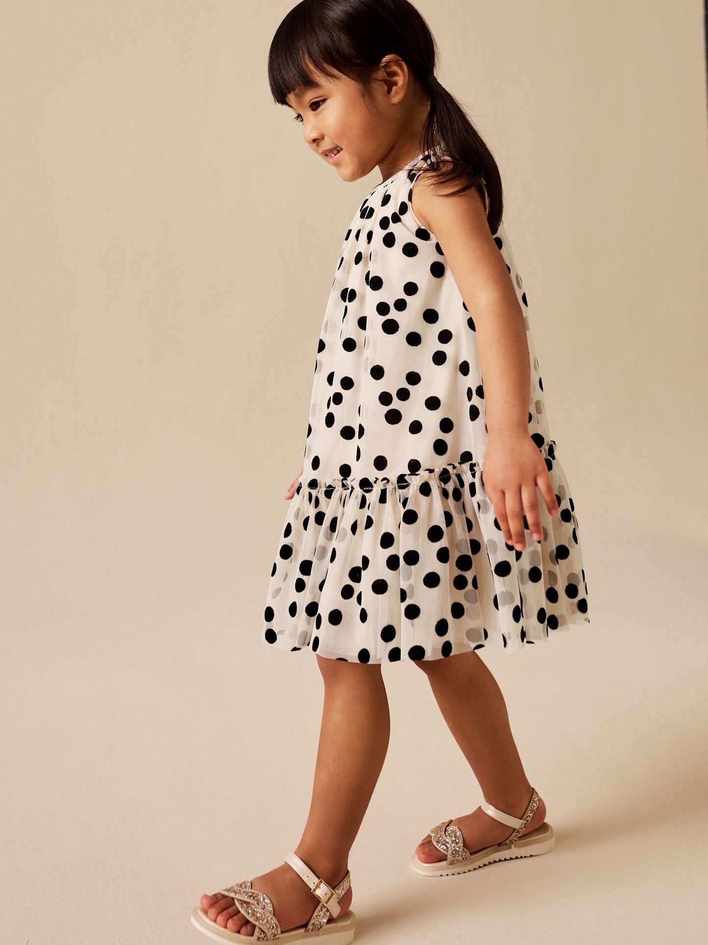 Monochrome Spot Mesh Party Dress (3mths-7yrs) image 2
