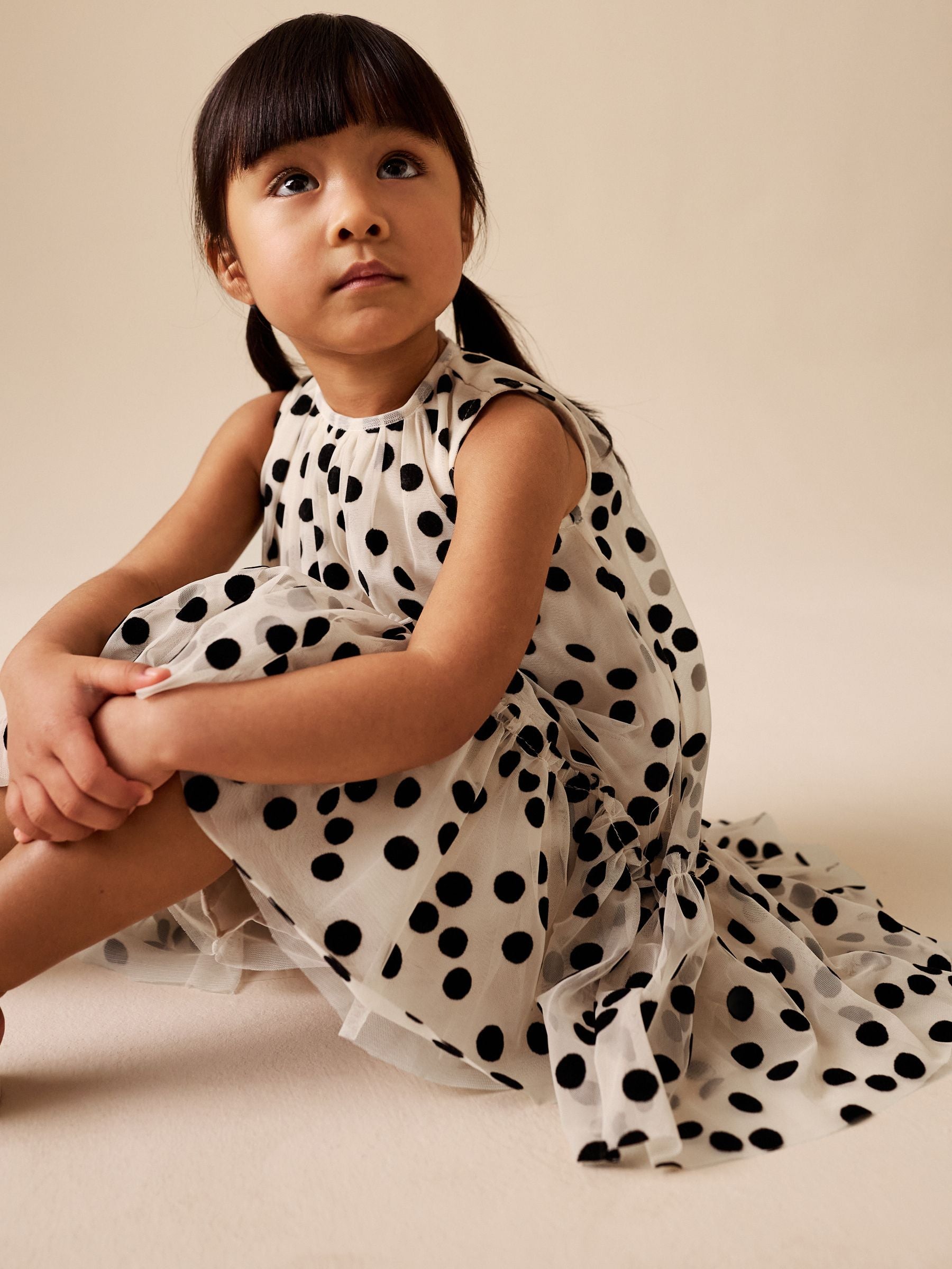 Monochrome Spot Mesh Party Dress (3mths-7yrs) image 3