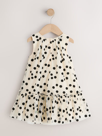 Monochrome Spot Mesh Party Dress (3mths-7yrs) image 6
