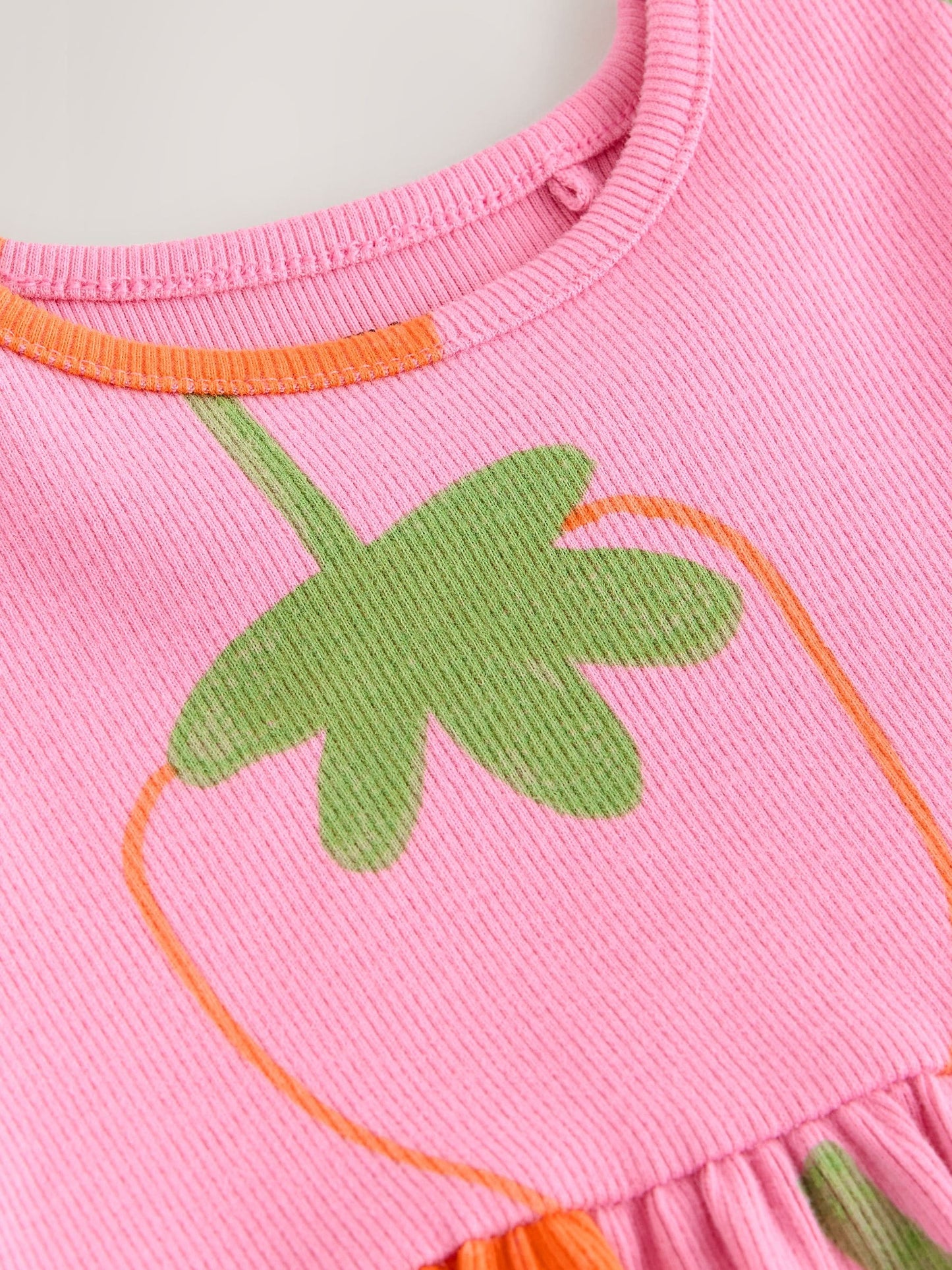 Pink Strawberry Short Sleeve Ribbed Dress (3mths-7yrs) image 6