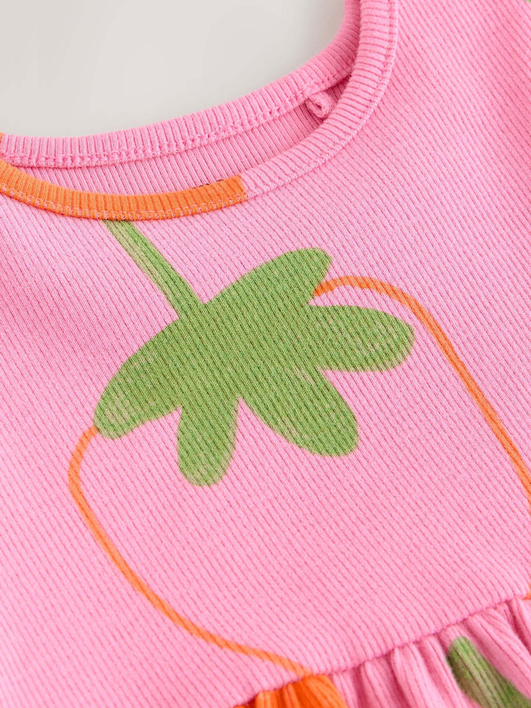 Pink Strawberry Short Sleeve Ribbed Dress (3mths-7yrs) image 6