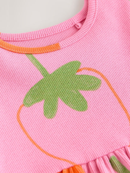 Pink Strawberry Short Sleeve Ribbed Dress (3mths-7yrs) image 6
