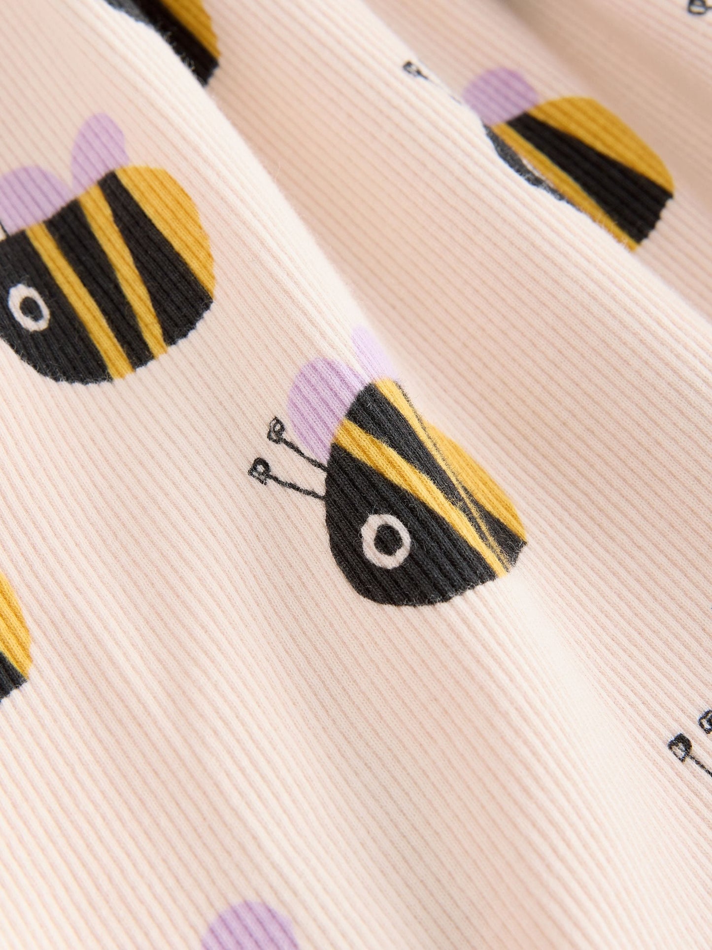 Cream Bumblebee Short Sleeve Ribbed Dress (3mths-7yrs) image 7