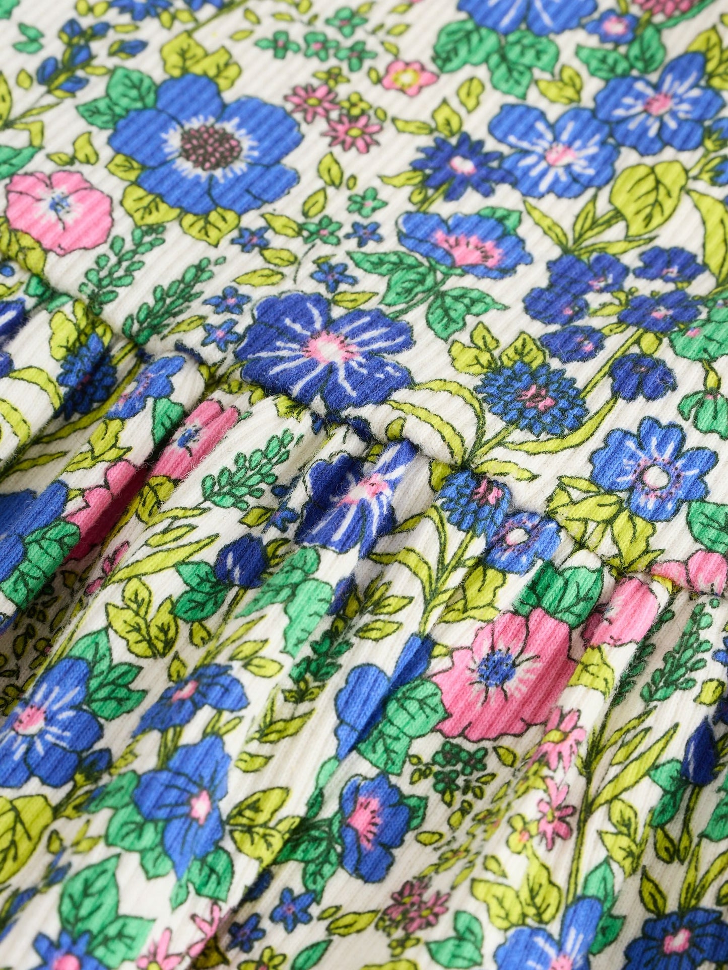 Blue Floral Short Sleeve Ribbed Dress (3mths-7yrs) image 6