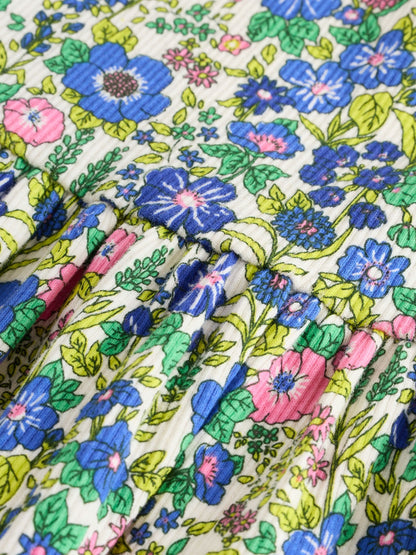Blue Floral Short Sleeve Ribbed Dress (3mths-7yrs) image 6