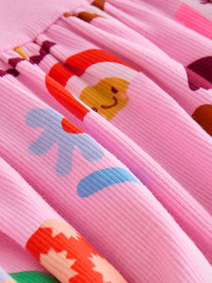 Pink Unicorn Short Sleeve Ribbed Dress (3mths-7yrs) image 5