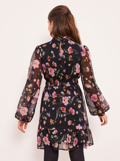 Lipsy Black Chiffon Floral Print Dress (5-16yrs) - image 4