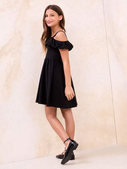Lipsy Black Puff Detail Bardot Dress (5-16yrs) image 4