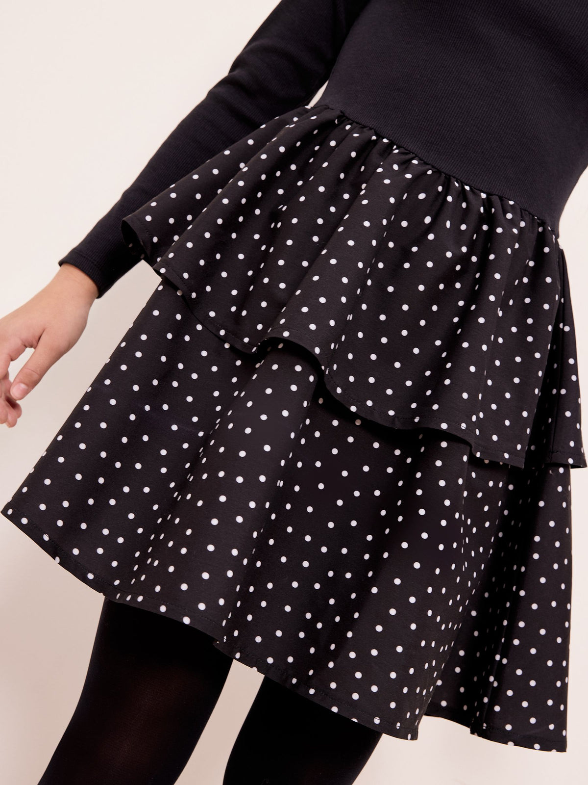 Lipsy Black 2-In-1 Polka Dot Tiered Dress (5-16yrs) - image 2