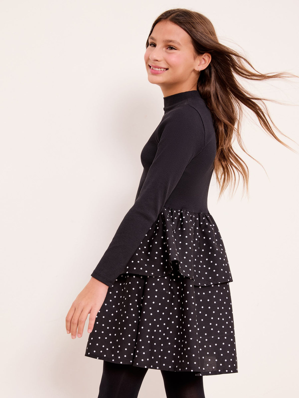 Lipsy Black 2-In-1 Polka Dot Tiered Dress (5-16yrs) - image 4