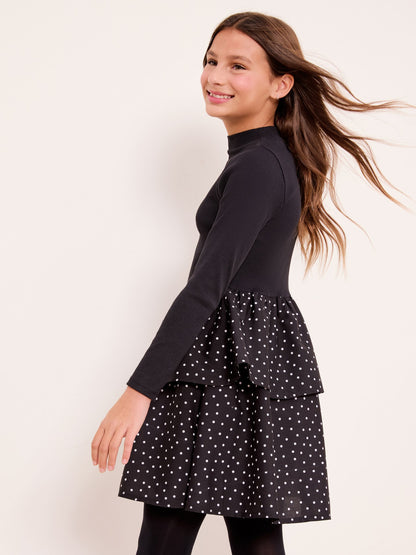Lipsy Black 2-In-1 Polka Dot Tiered Dress (5-16yrs) - image 4