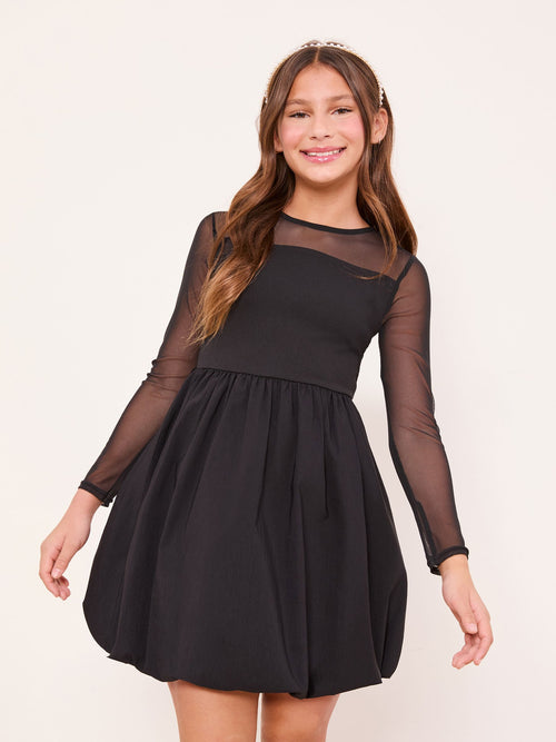 Dsiney Kidz - Lipsy Black Mesh 2-In-1 Puff Hem Dress (5-16yrs) image 1