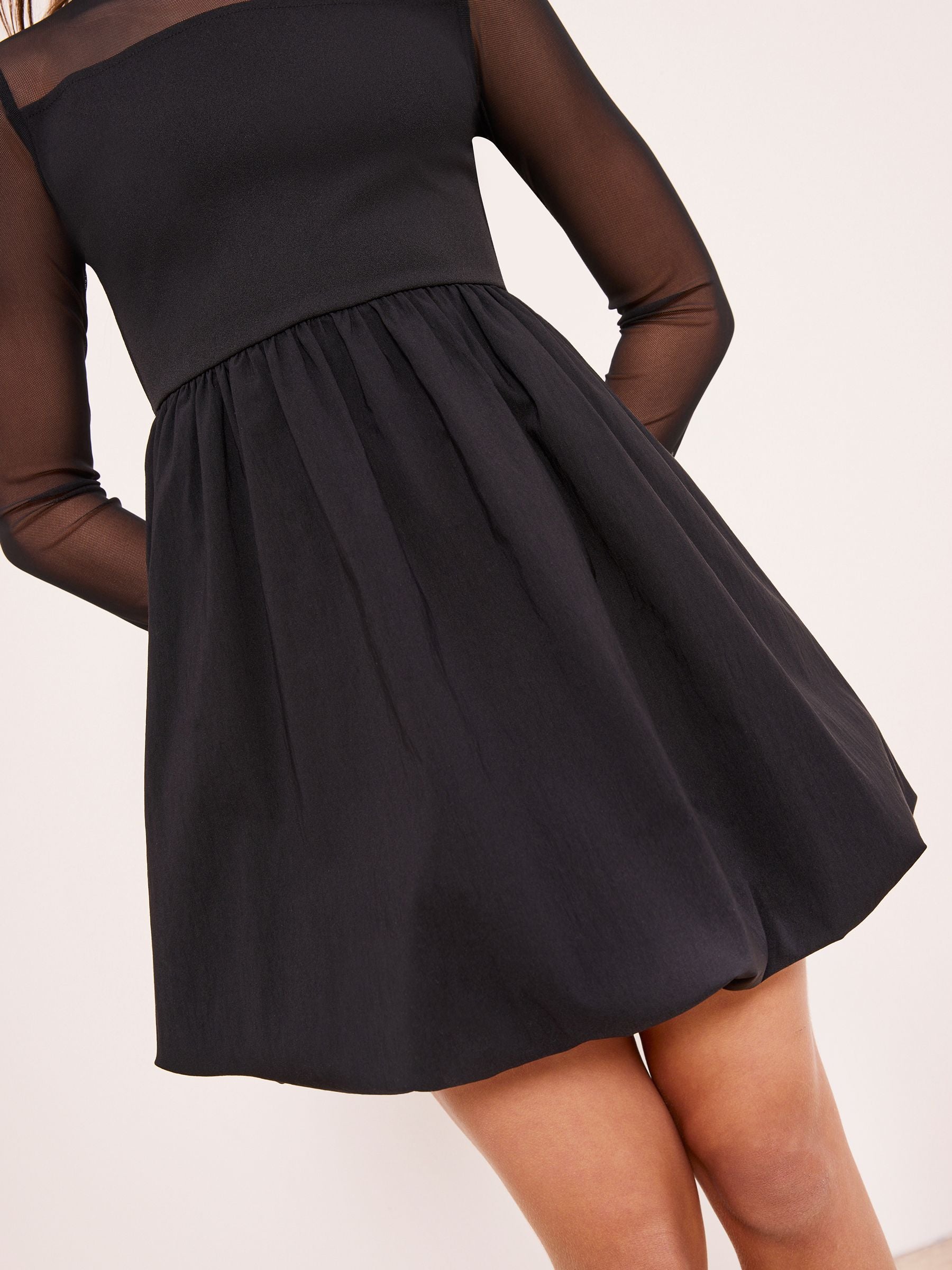 Lipsy Black Mesh 2-In-1 Puff Hem Dress (5-16yrs) image 2