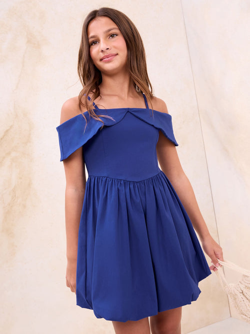 Dsiney Kidz - Lipsy Cobalt Blue Bardot Puffball Dress (5-16yrs) image 1