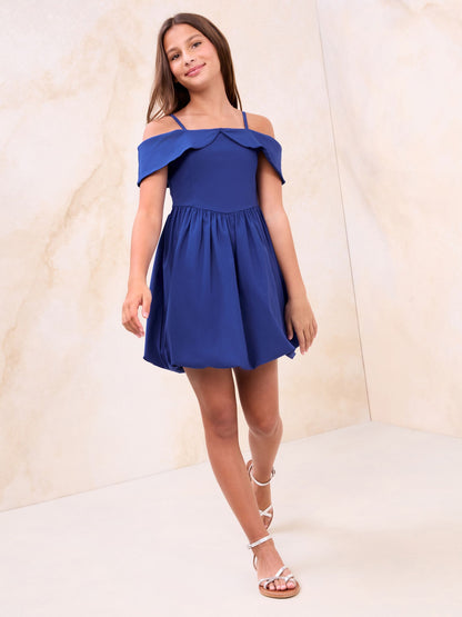 Lipsy Cobalt Blue Bardot Puffball Dress (5-16yrs) image 5