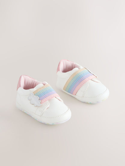 White Rainbow Baby Touch Fasten Trainers (0-24mths) image 1