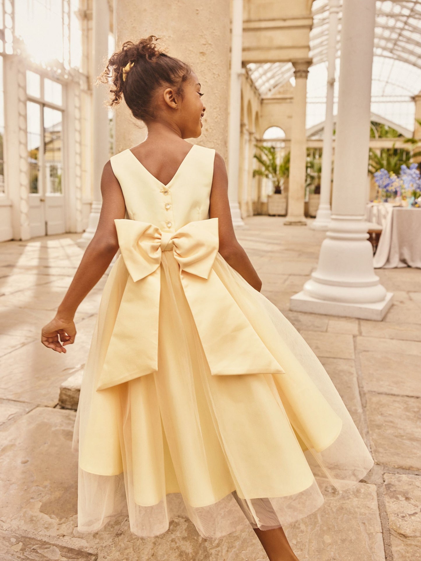 Yellow Flower Girl Bow Dress (3-12yrs) image 1