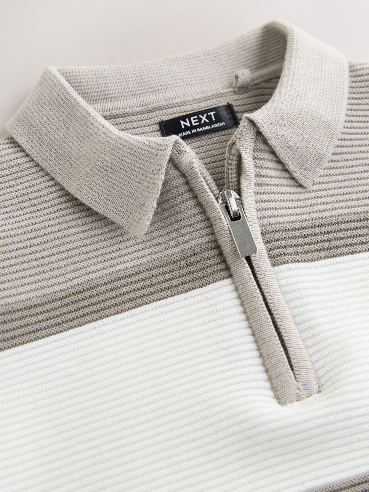 Dsiney Kidz - Neutral Colourblock Knitted Zip Neck Polo Shirt (3mths-7yrs) image 7