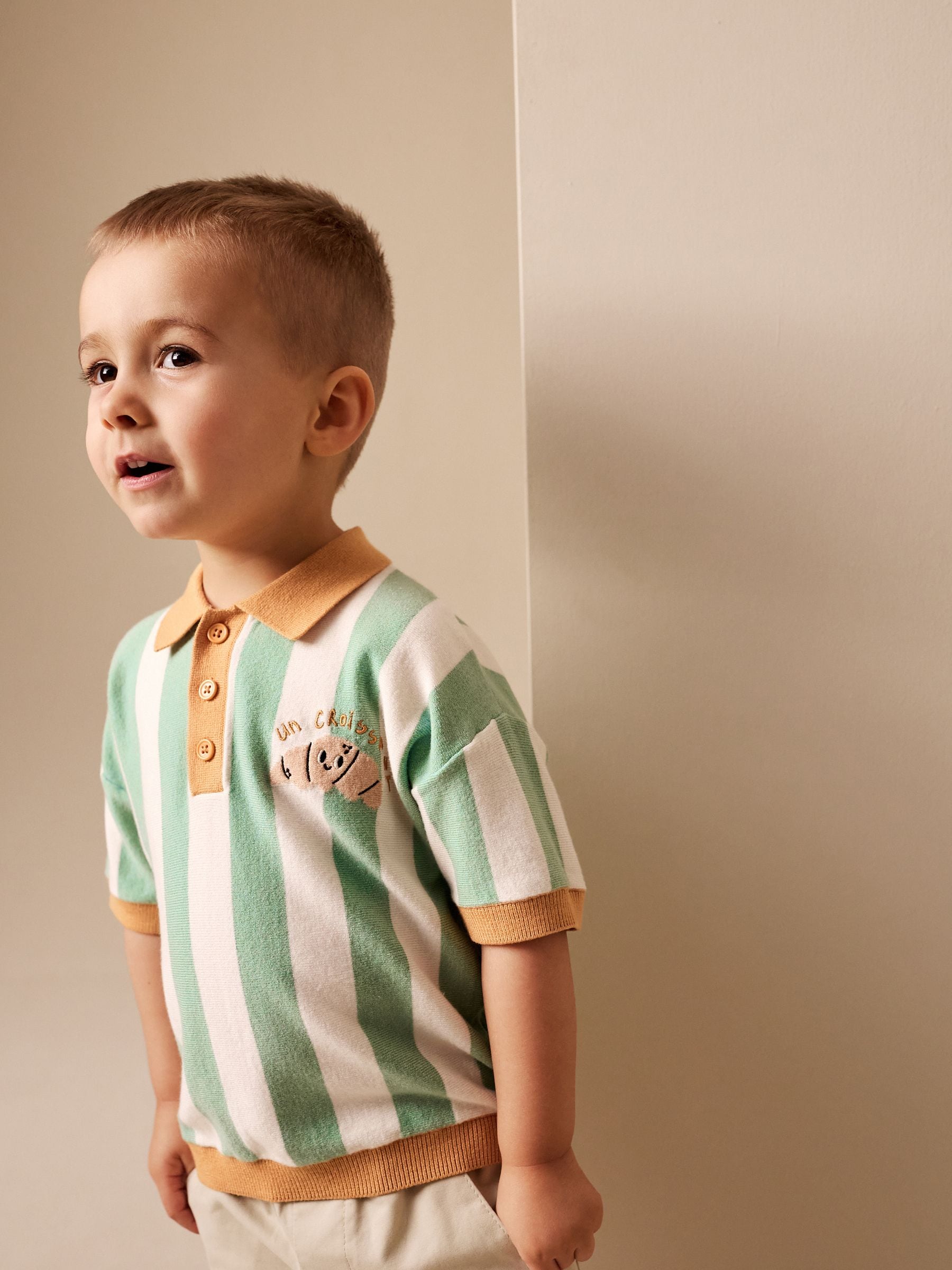 Dsiney Kidz - Striped Character Button Neck Knitted Polo Shirt (3mths-7yrs) image 1