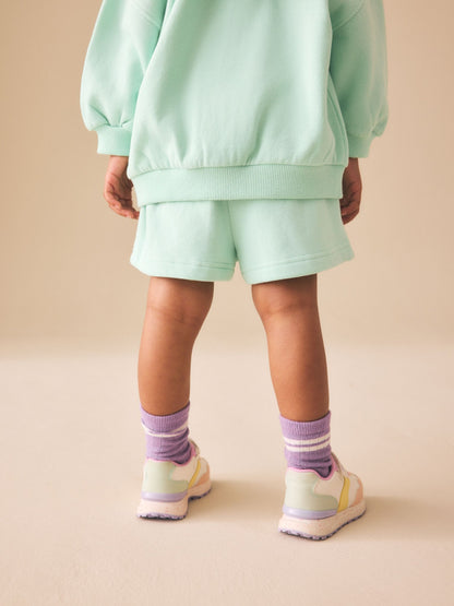 Mint Green Plain Sweat Shorts (3mths-7yrs) image 3