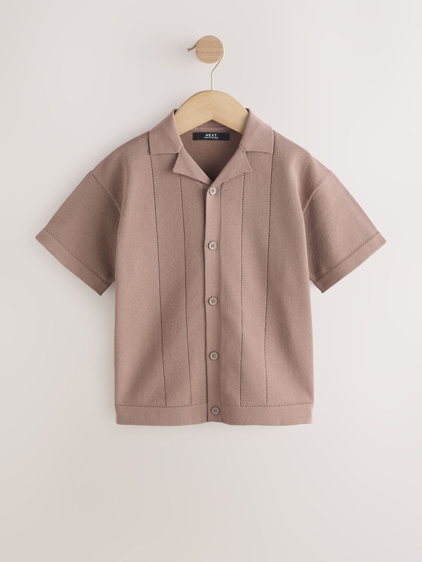 Dsiney Kidz - Taupe Brown Knitted Revere Collar Polo Shirt (3-16yrs) image 1
