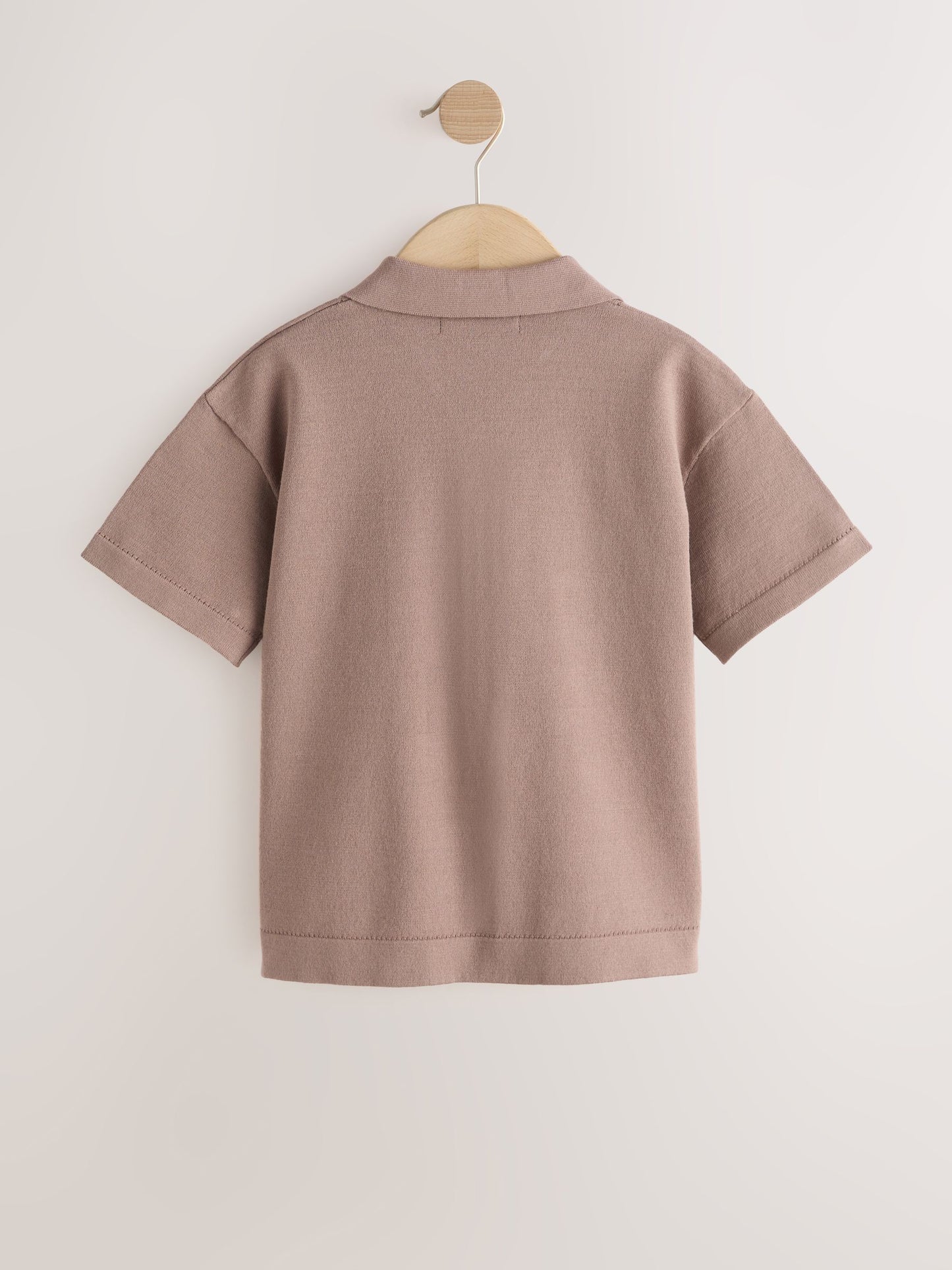 Dsiney Kidz - Taupe Brown Knitted Revere Collar Polo Shirt (3-16yrs) image 2