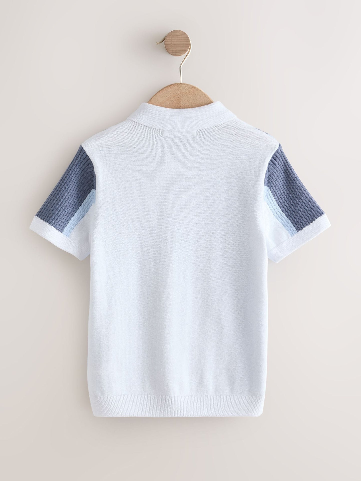 Dsiney Kidz - Blue/White Knitted Zip Neck Polo Shirt (3-16yrs) image 2