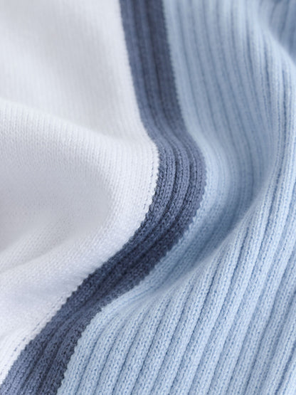Dsiney Kidz - Blue/White Knitted Zip Neck Polo Shirt (3-16yrs) image 4