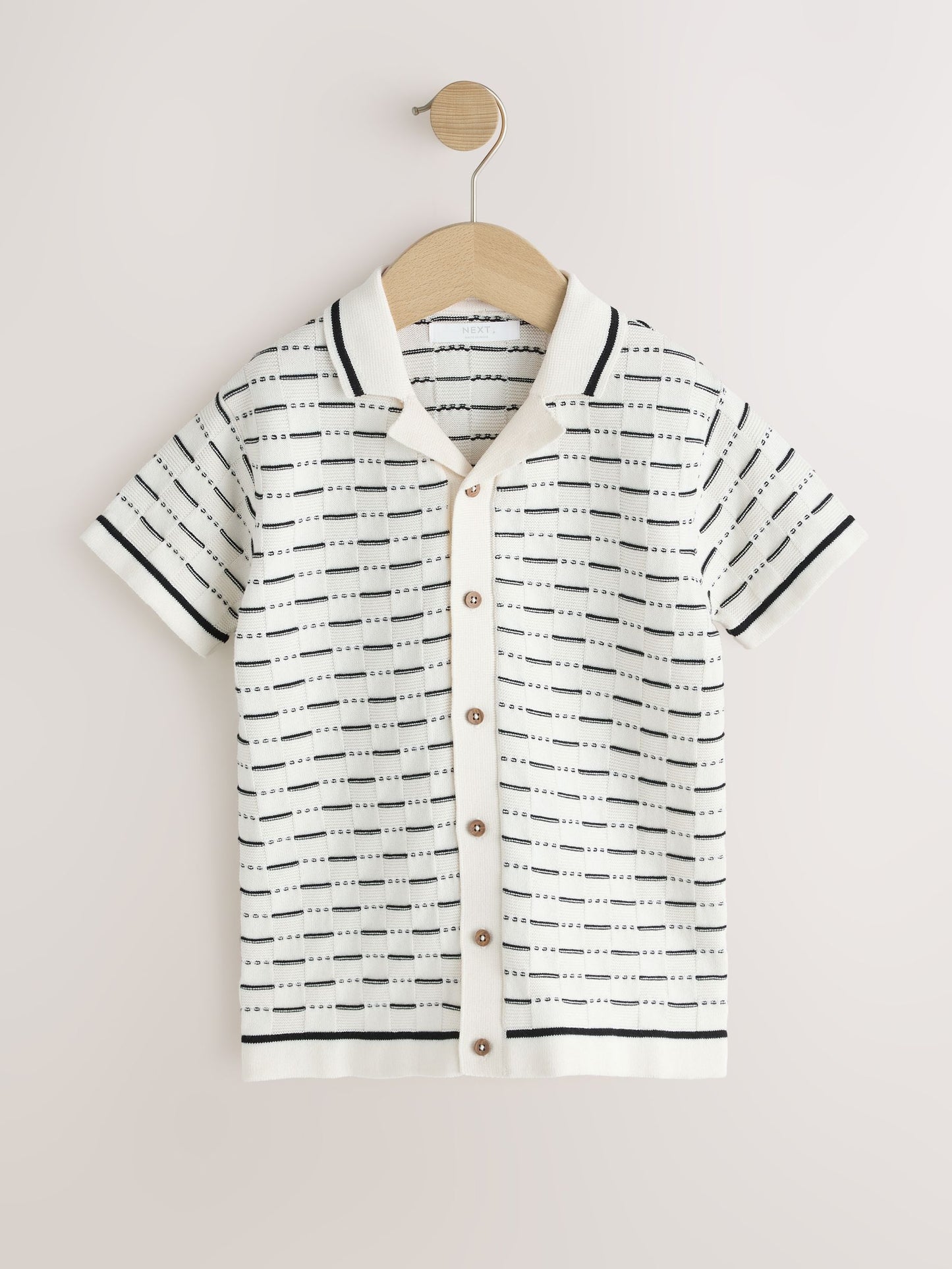 Dsiney Kidz - Navy/White Textured Revere Collar Knitted Polo Shirt (3-16yrs) image 1